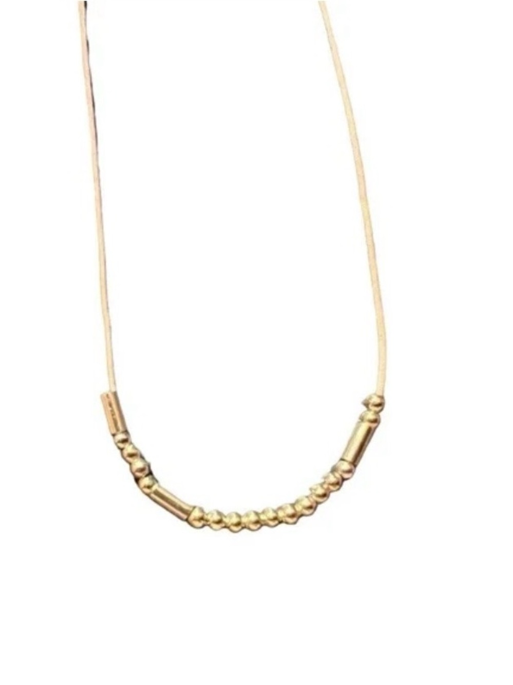 Gold Beaded Bar Necklace - Women Jewelry